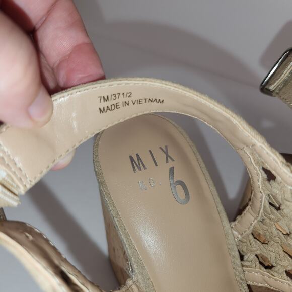 MIX NO. 6 Jesper Platform Sandal Womens 7M Beige Faux Suede Cork Wedge Heel Boho - Picture 2 of 11